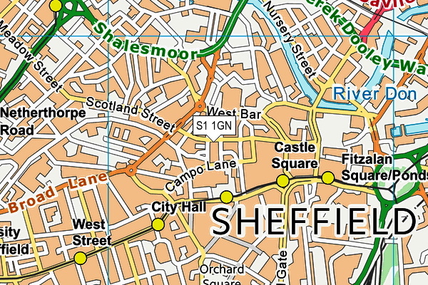 S1 1GN map - OS VectorMap District (Ordnance Survey)