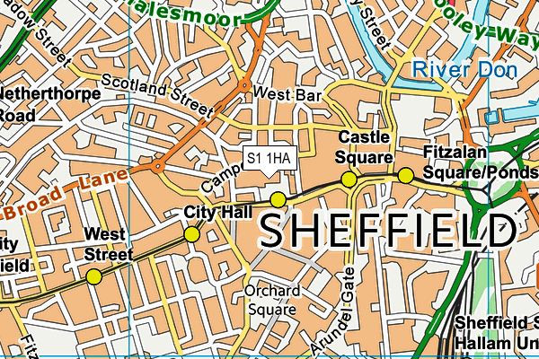 S1 1HA map - OS VectorMap District (Ordnance Survey)