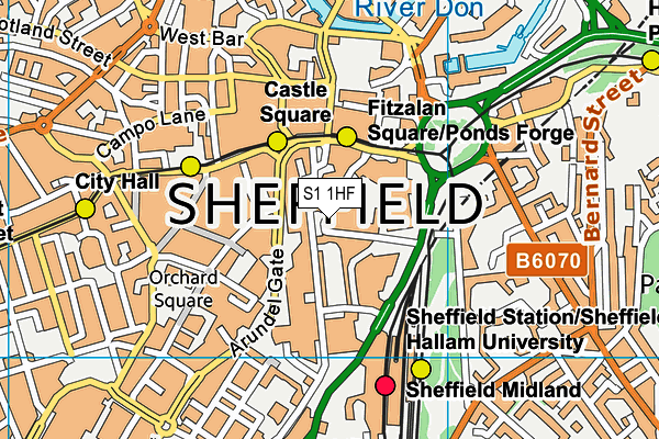 S1 1HF map - OS VectorMap District (Ordnance Survey)