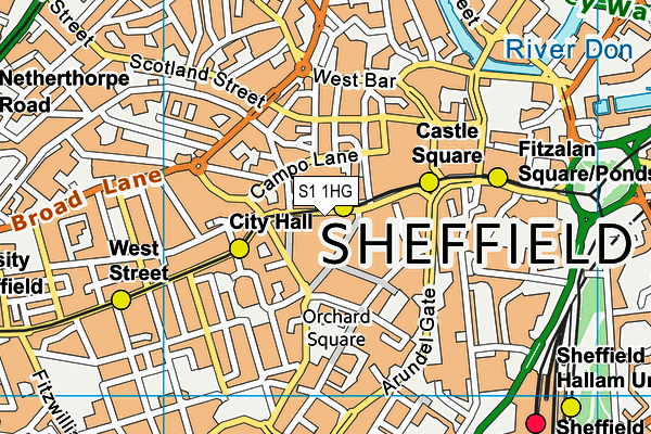 S1 1HG map - OS VectorMap District (Ordnance Survey)