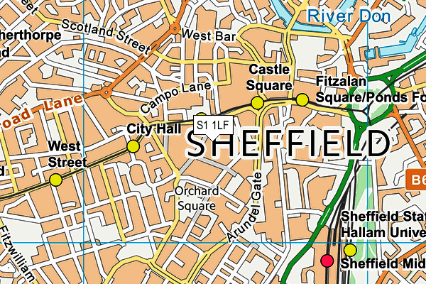 S1 1LF map - OS VectorMap District (Ordnance Survey)