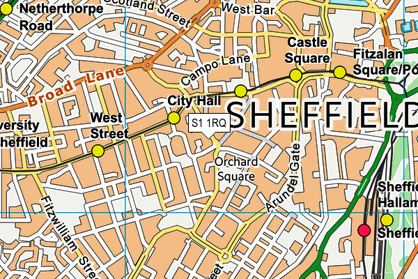 S1 1RQ map - OS VectorMap District (Ordnance Survey)