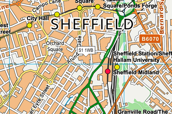 Sheffield Hallam Active (City Campus) map (S1 1WB) - OS VectorMap District (Ordnance Survey)