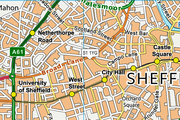 S1 1YG map - OS VectorMap District (Ordnance Survey)