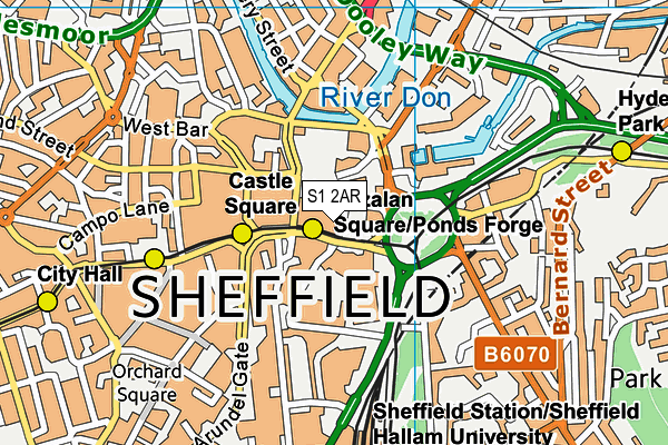 S1 2AR map - OS VectorMap District (Ordnance Survey)