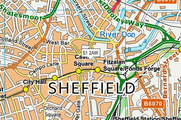 S1 2AW map - OS VectorMap District (Ordnance Survey)