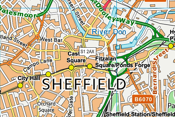 S1 2AX map - OS VectorMap District (Ordnance Survey)