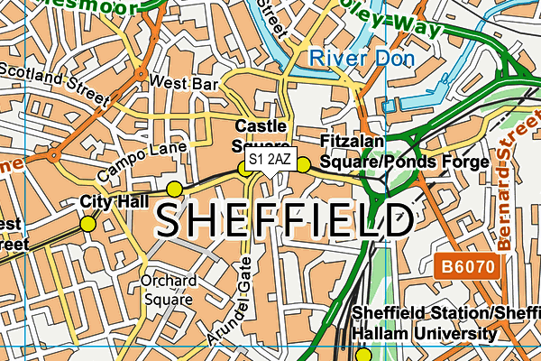 S1 2AZ map - OS VectorMap District (Ordnance Survey)