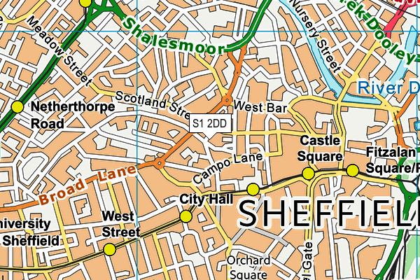 S1 2DD map - OS VectorMap District (Ordnance Survey)