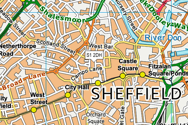 S1 2DH map - OS VectorMap District (Ordnance Survey)