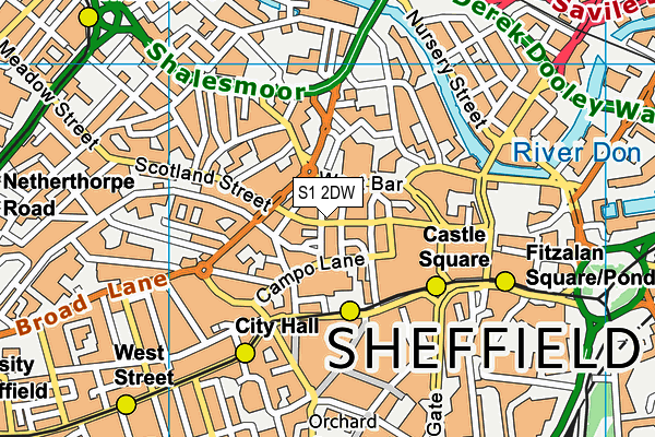 S1 2DW map - OS VectorMap District (Ordnance Survey)