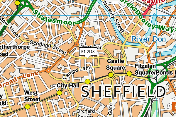 S1 2DX map - OS VectorMap District (Ordnance Survey)