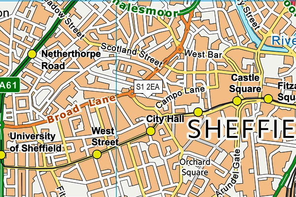 S1 2EA map - OS VectorMap District (Ordnance Survey)