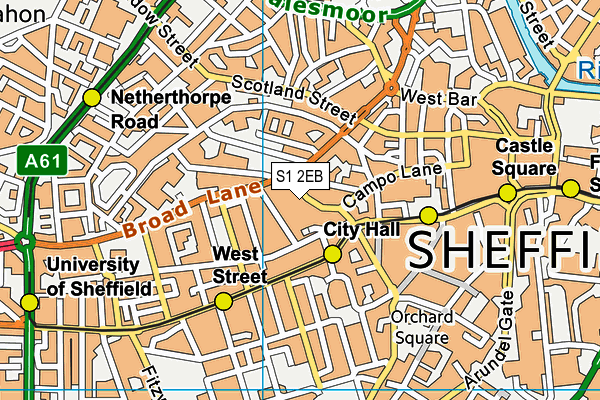 S1 2EB map - OS VectorMap District (Ordnance Survey)