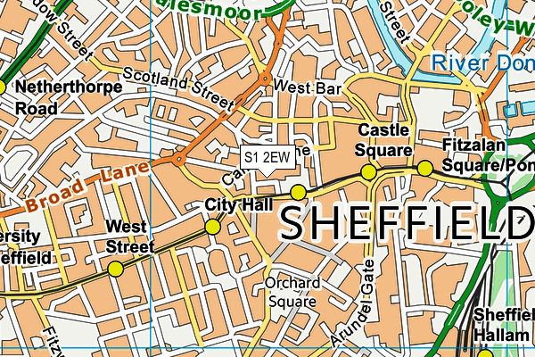 S1 2EW map - OS VectorMap District (Ordnance Survey)