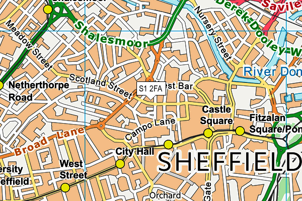 S1 2FA map - OS VectorMap District (Ordnance Survey)