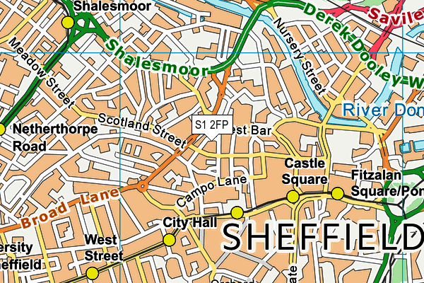 S1 2FP map - OS VectorMap District (Ordnance Survey)