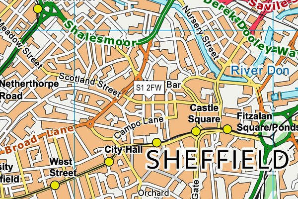 S1 2FW map - OS VectorMap District (Ordnance Survey)