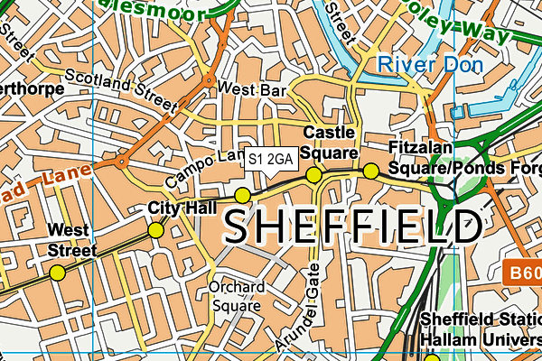 S1 2GA map - OS VectorMap District (Ordnance Survey)