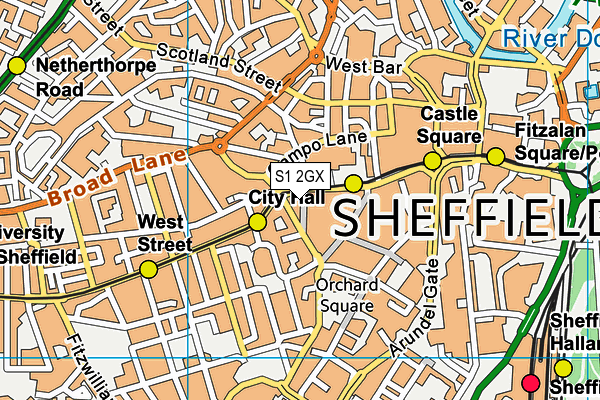 S1 2GX map - OS VectorMap District (Ordnance Survey)