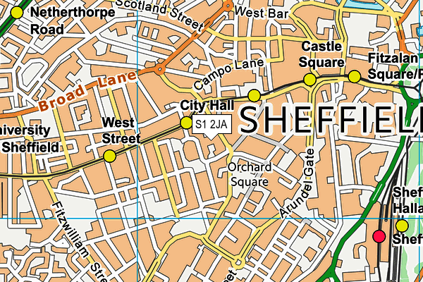 S1 2JA map - OS VectorMap District (Ordnance Survey)