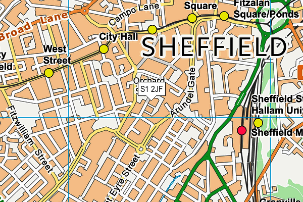 S1 2JF map - OS VectorMap District (Ordnance Survey)