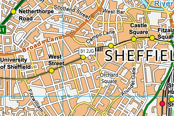 S1 2JG map - OS VectorMap District (Ordnance Survey)