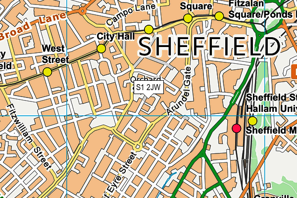 S1 2JW map - OS VectorMap District (Ordnance Survey)