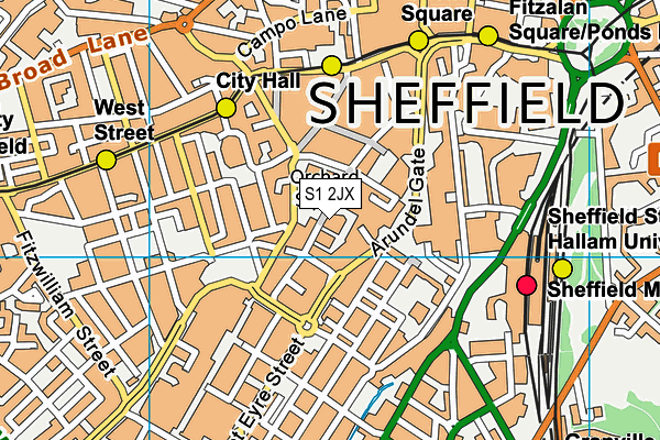 S1 2JX map - OS VectorMap District (Ordnance Survey)