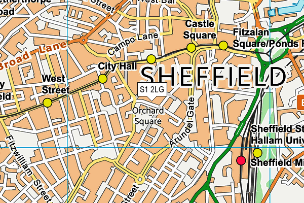 S1 2LG map - OS VectorMap District (Ordnance Survey)