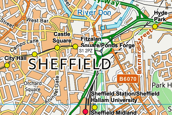 S1 2PZ map - OS VectorMap District (Ordnance Survey)