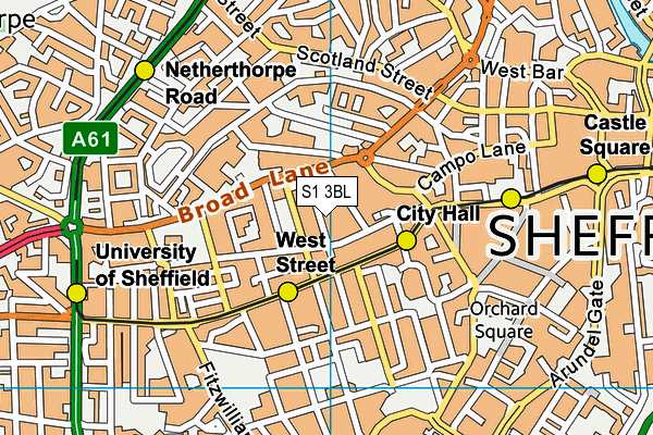 S1 3BL map - OS VectorMap District (Ordnance Survey)