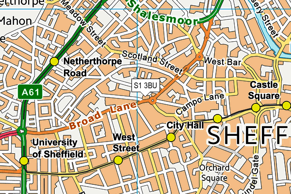 S1 3BU map - OS VectorMap District (Ordnance Survey)