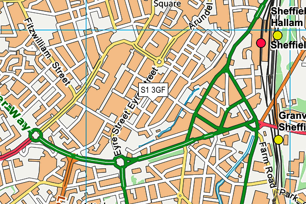 S1 3GF map - OS VectorMap District (Ordnance Survey)