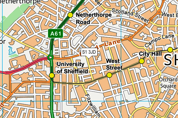 S1 3JD map - OS VectorMap District (Ordnance Survey)