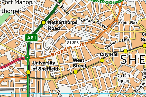 S1 3PB map - OS VectorMap District (Ordnance Survey)