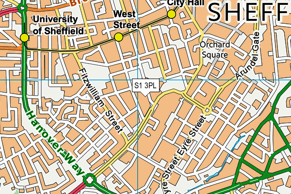 S1 3PL map - OS VectorMap District (Ordnance Survey)