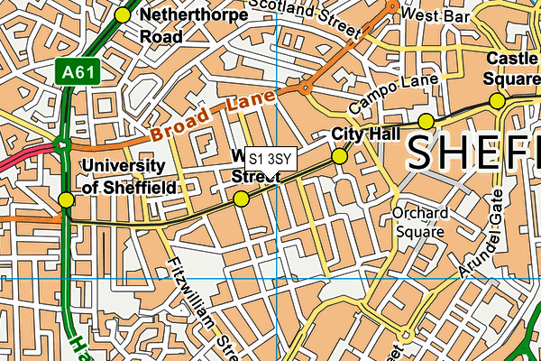 S1 3SY map - OS VectorMap District (Ordnance Survey)