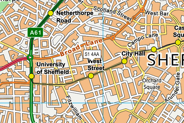 S1 4AA map - OS VectorMap District (Ordnance Survey)