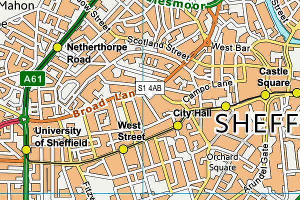 S1 4AB map - OS VectorMap District (Ordnance Survey)