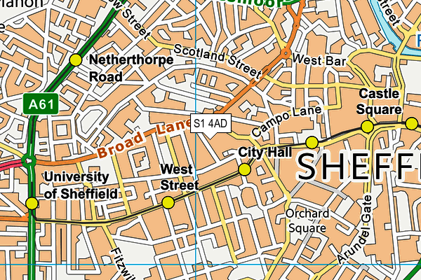 S1 4AD map - OS VectorMap District (Ordnance Survey)