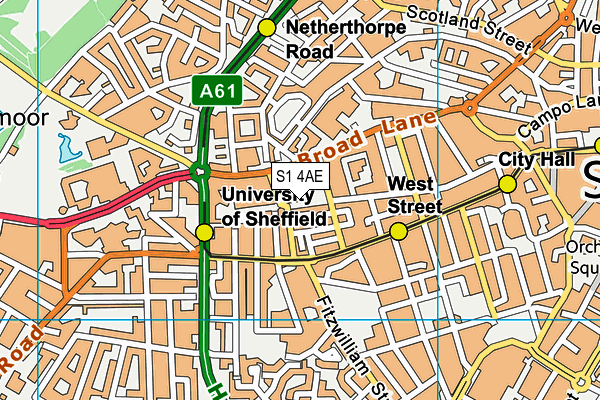 S1 4AE map - OS VectorMap District (Ordnance Survey)