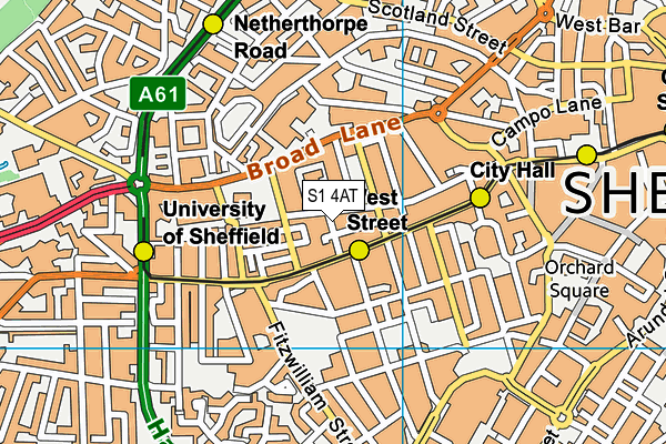 S1 4AT map - OS VectorMap District (Ordnance Survey)