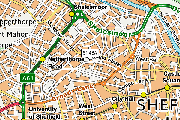 S1 4BA map - OS VectorMap District (Ordnance Survey)