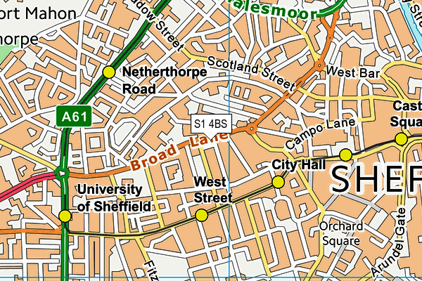 S1 4BS map - OS VectorMap District (Ordnance Survey)