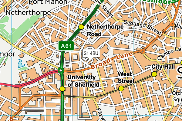 S1 4BU map - OS VectorMap District (Ordnance Survey)