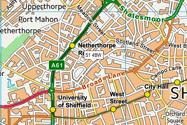 S1 4BW map - OS VectorMap District (Ordnance Survey)