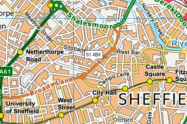 S1 4BX map - OS VectorMap District (Ordnance Survey)