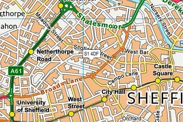 S1 4DF map - OS VectorMap District (Ordnance Survey)