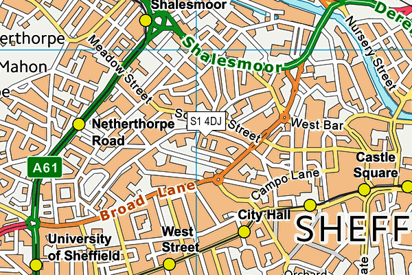 S1 4DJ map - OS VectorMap District (Ordnance Survey)